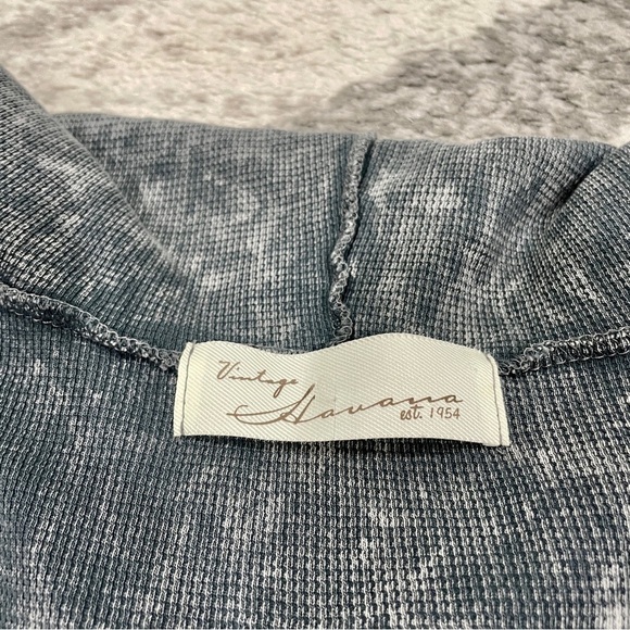 Vintage Havana Grey Waffle Knit Hooded Sweatshirt - Picture 6 of 10